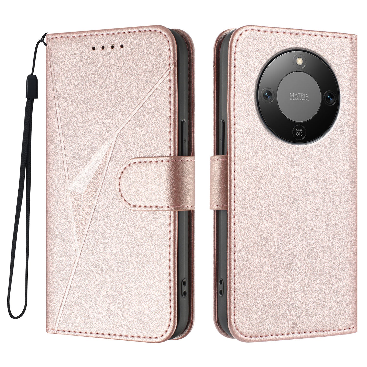 For Honor X9d 5G / Honor X70 5G Case Triangle Imprint Leather Phone Cover with Lanyard