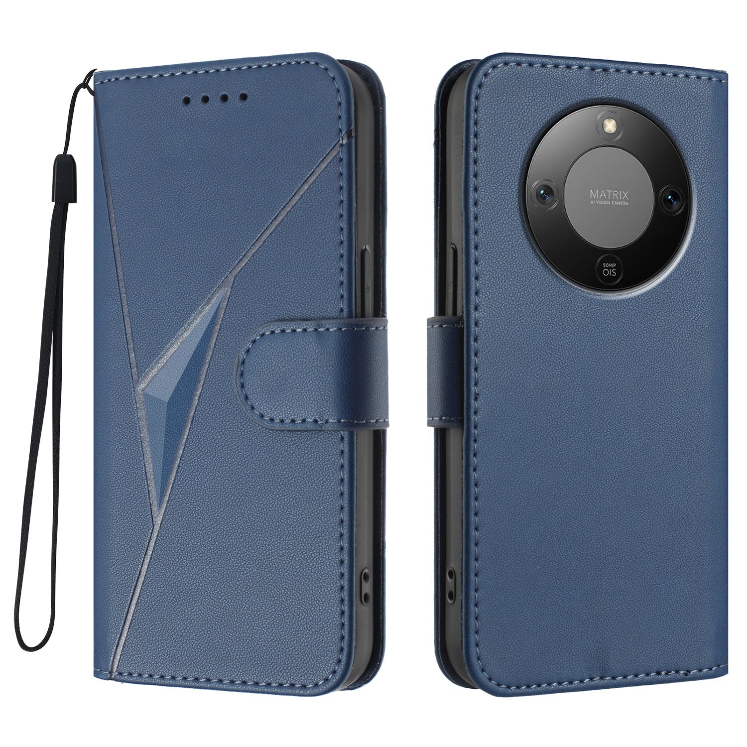 For Honor X9d 5G / Honor X70 5G Case Triangle Imprint Leather Phone Cover with Lanyard