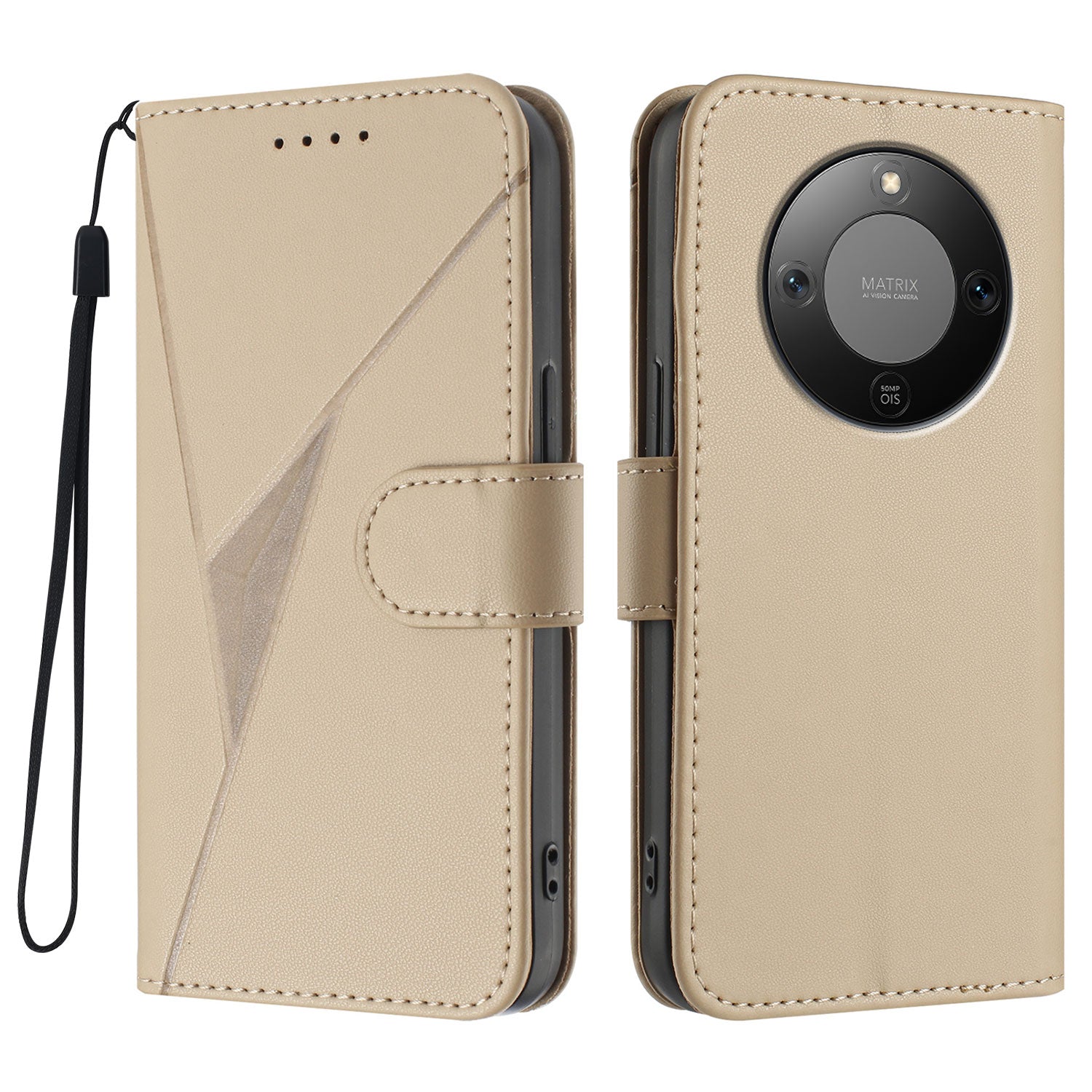 For Honor X9d 5G / Honor X70 5G Case Triangle Imprint Leather Phone Cover with Lanyard