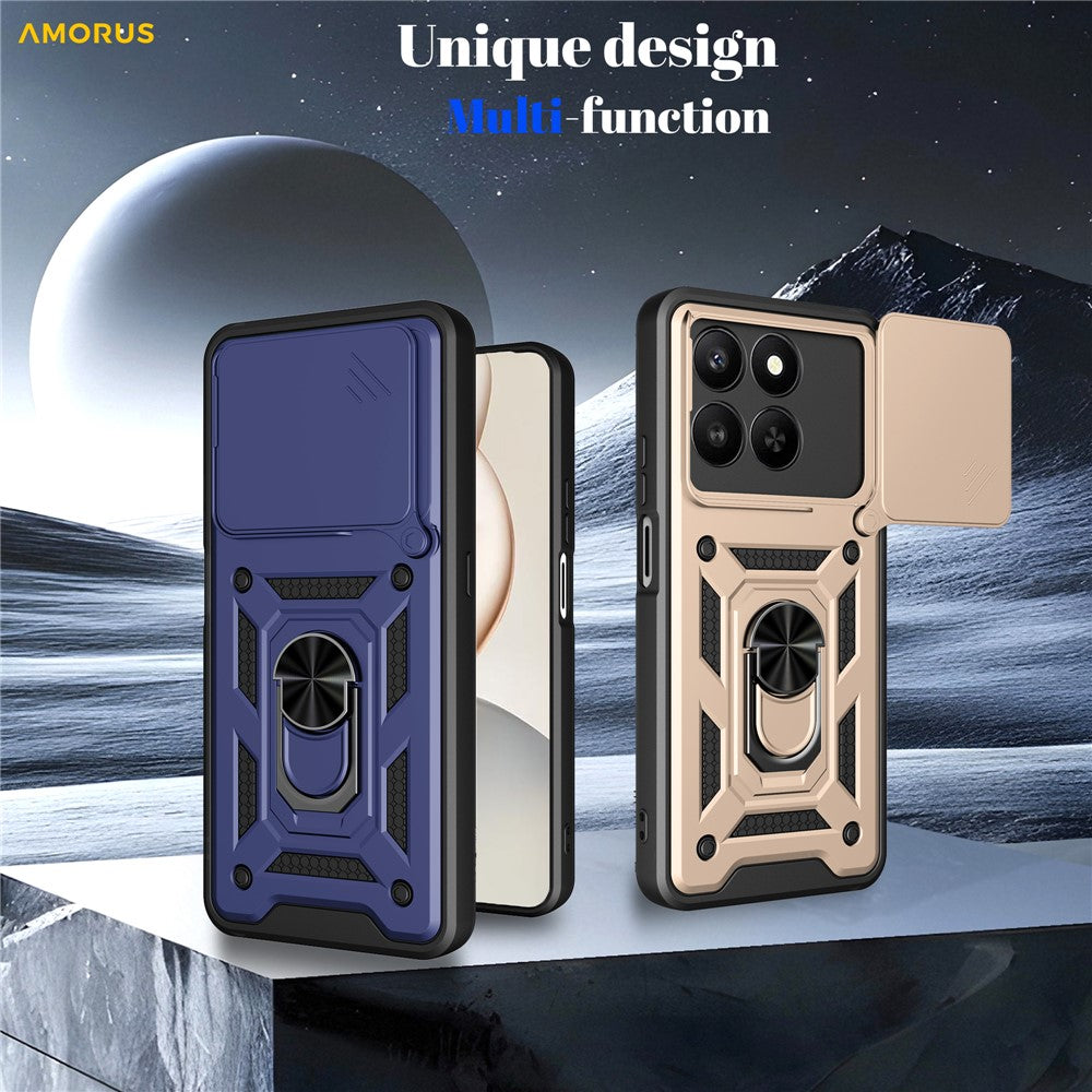 AMORUS Phone Case For Honor 400 Smart 5G  /  4G  /  X7d 4G  /  5G Kickstand PC + TPU Cover with Camera Lens Slider
