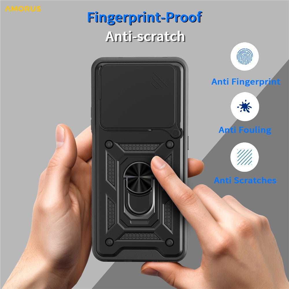 AMORUS Phone Case For Honor 400 Smart 5G  /  4G  /  X7d 4G  /  5G Kickstand PC + TPU Cover with Camera Lens Slider