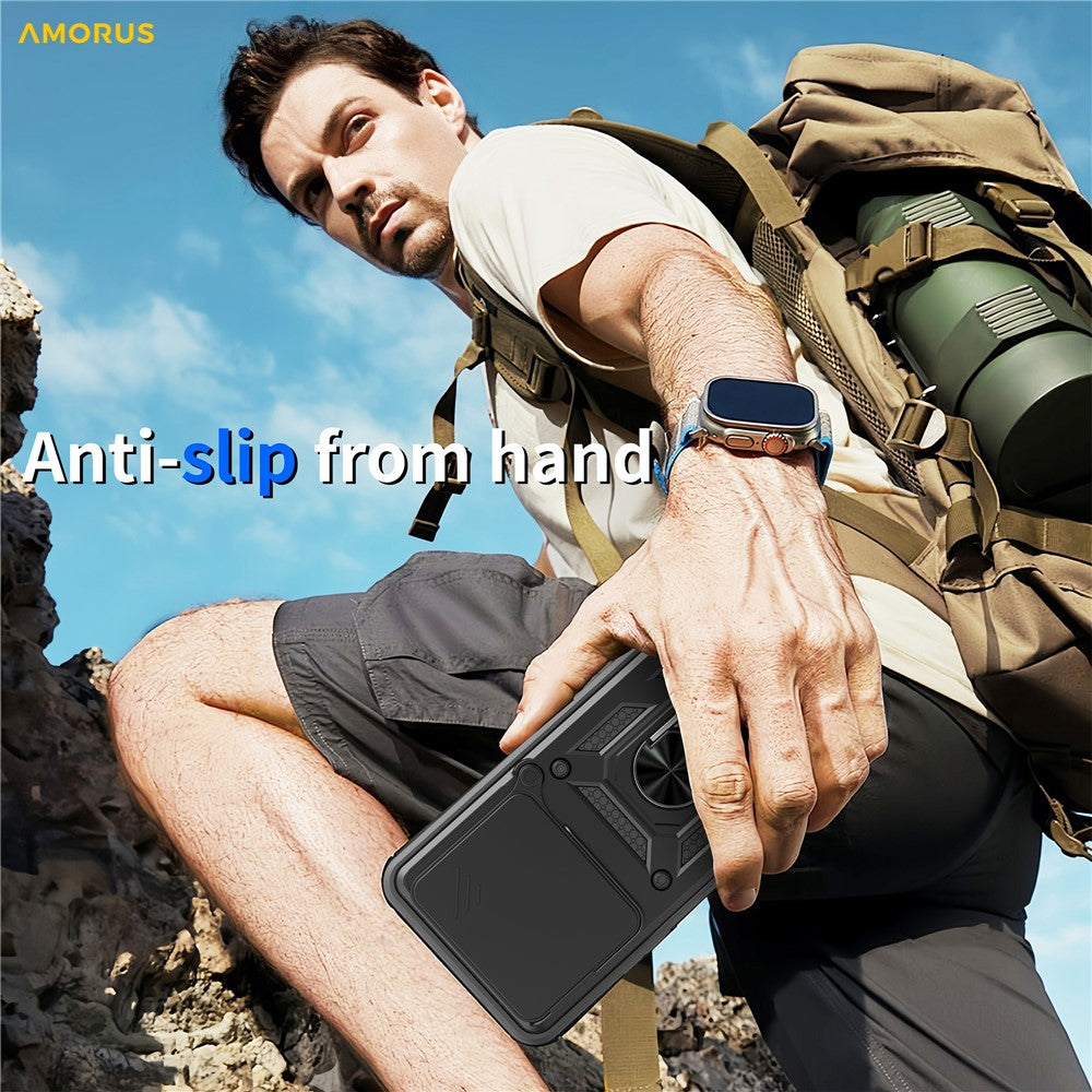 AMORUS Phone Case For Honor 400 Smart 5G  /  4G  /  X7d 4G  /  5G Kickstand PC + TPU Cover with Camera Lens Slider