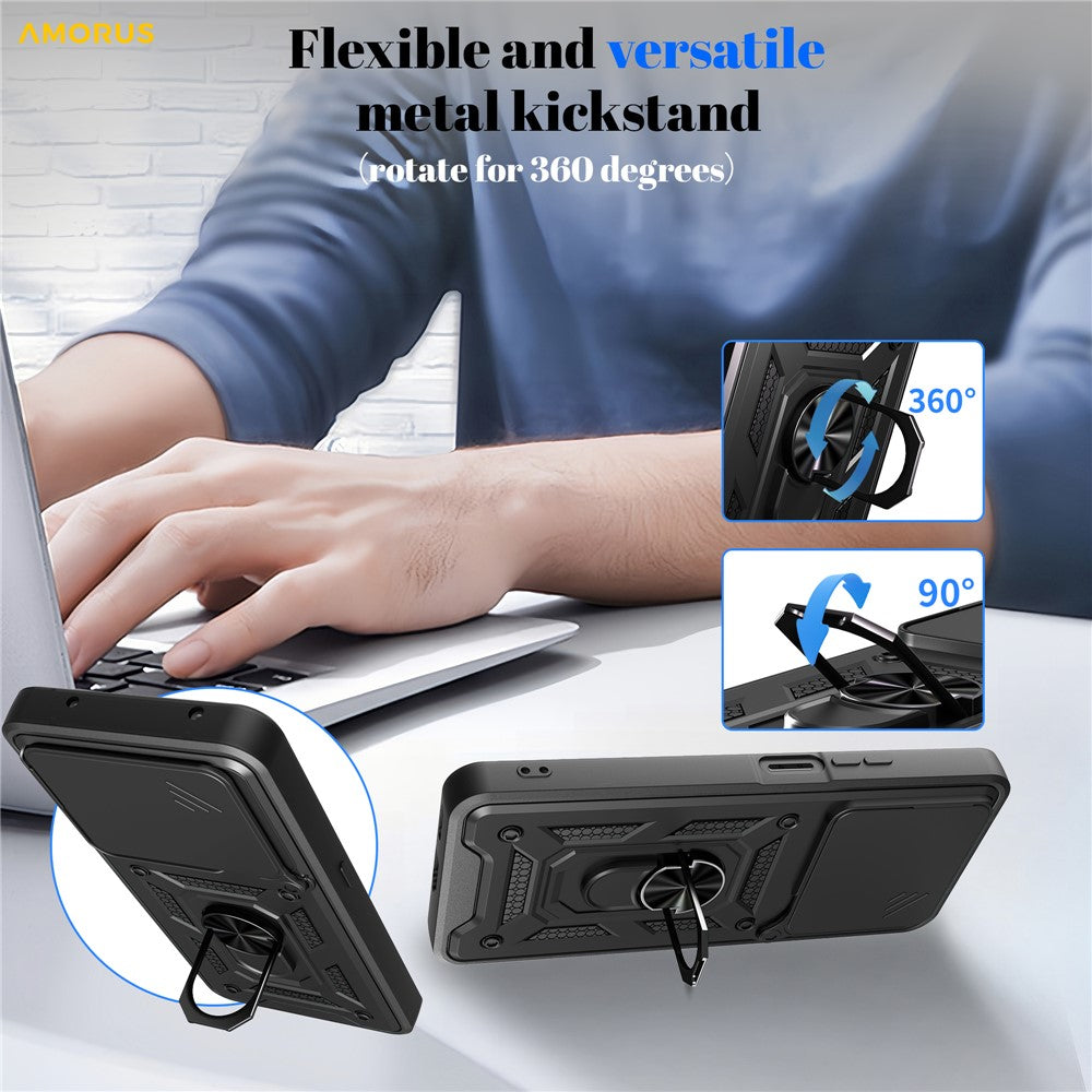 AMORUS Phone Case For Honor 400 Smart 5G  /  4G  /  X7d 4G  /  5G Kickstand PC + TPU Cover with Camera Lens Slider