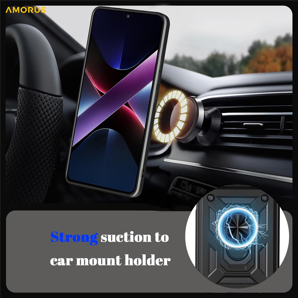 AMORUS Phone Case For Honor 400 Smart 5G  /  4G  /  X7d 4G  /  5G Kickstand PC + TPU Cover with Camera Lens Slider