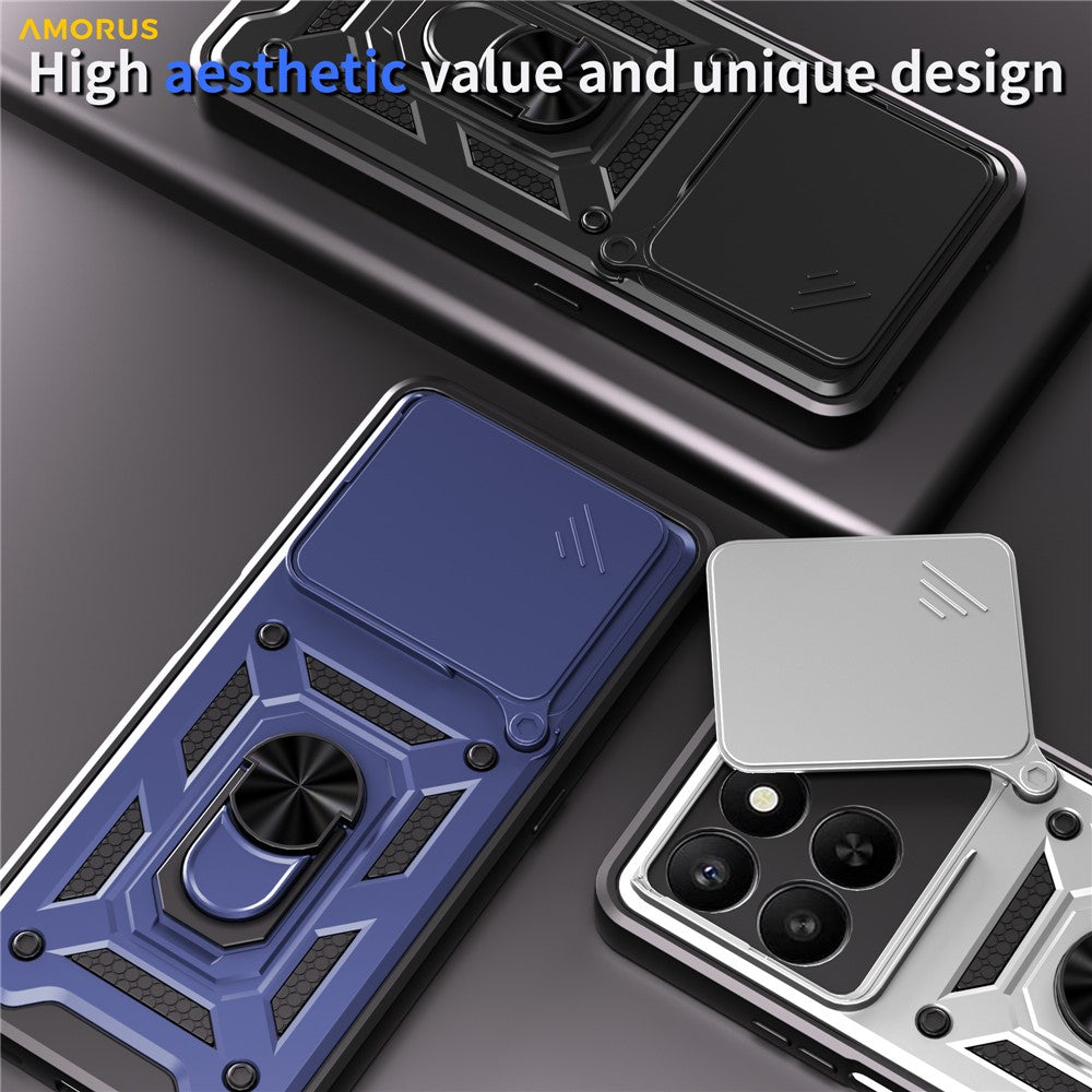AMORUS Phone Case For Honor 400 Smart 5G  /  4G  /  X7d 4G  /  5G Kickstand PC + TPU Cover with Camera Lens Slider