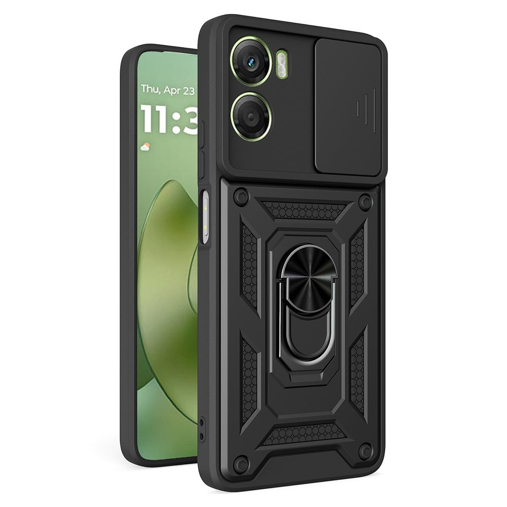 AMORUS For Motorola Moto G06 4G Case Kickstand PC + TPU Phone Cover with Camera Lens Slider