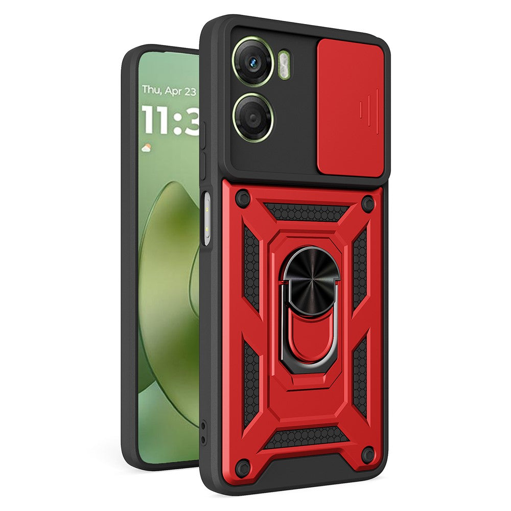 AMORUS For Motorola Moto G06 4G Case Kickstand PC + TPU Phone Cover with Camera Lens Slider