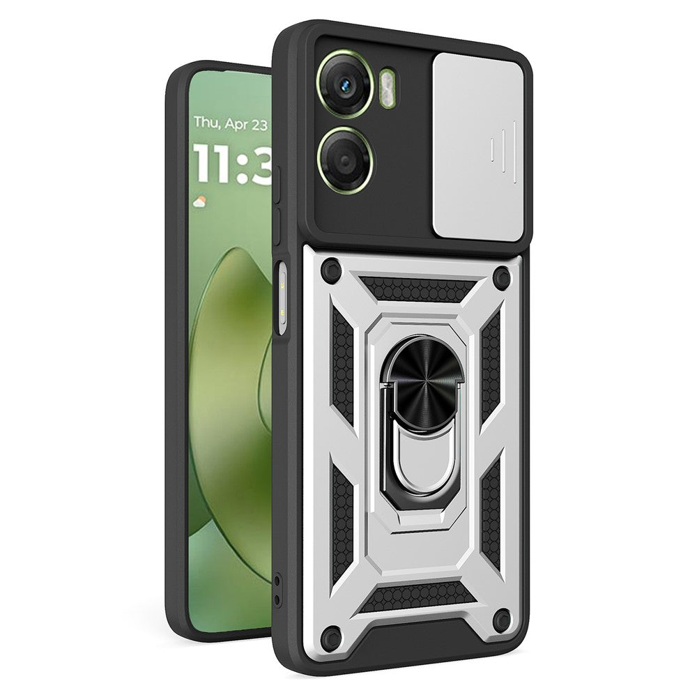 AMORUS For Motorola Moto G06 4G Case Kickstand PC + TPU Phone Cover with Camera Lens Slider