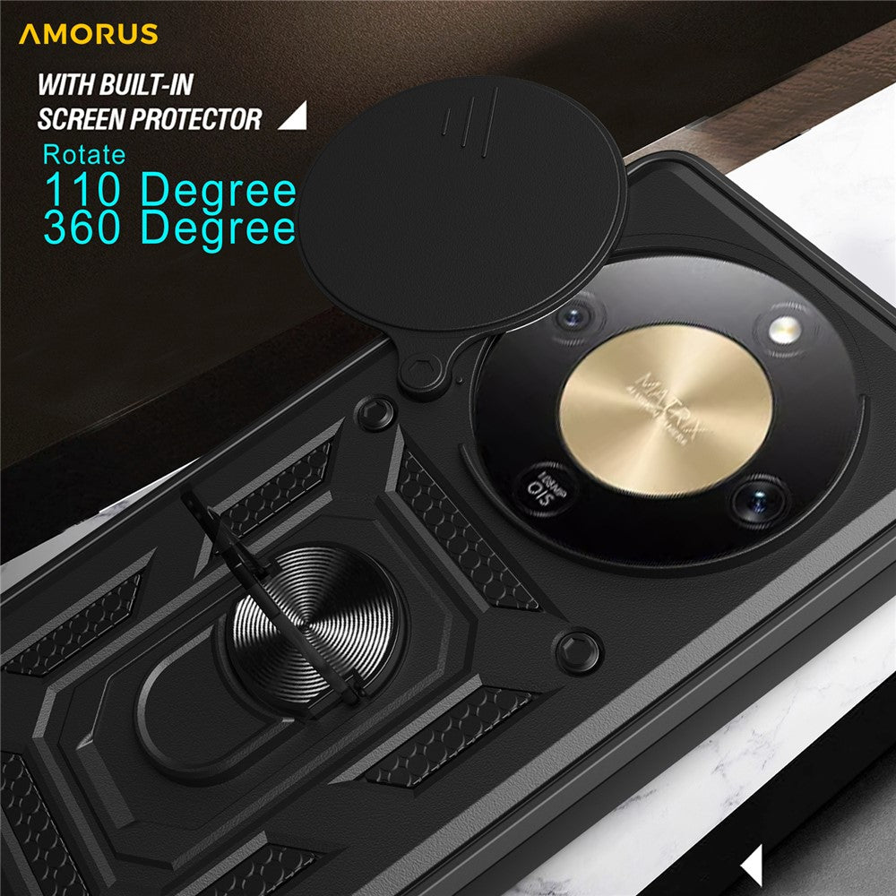 AMORUS For Honor X9d 5G  /  X70 5G Case Kickstand PC + TPU Phone Cover with Camera Lens Slider