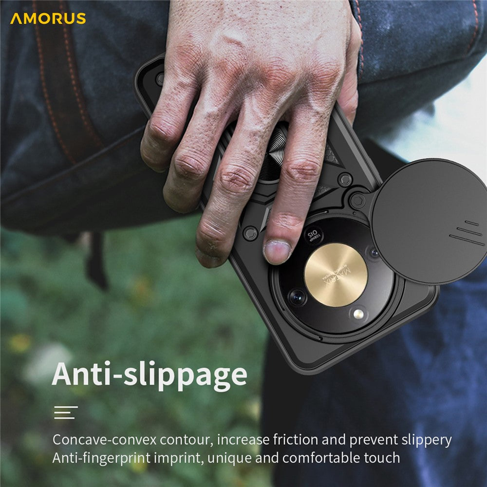 AMORUS For Honor X9d 5G  /  X70 5G Case Kickstand PC + TPU Phone Cover with Camera Lens Slider