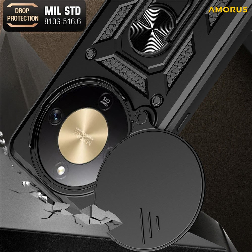 AMORUS For Honor X9d 5G  /  X70 5G Case Kickstand PC + TPU Phone Cover with Camera Lens Slider