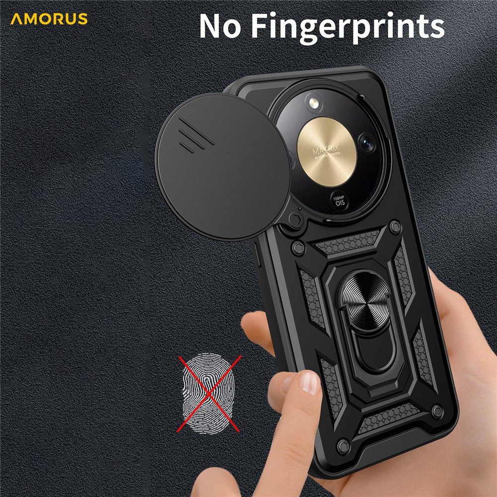 AMORUS For Honor X9d 5G  /  X70 5G Case Kickstand PC + TPU Phone Cover with Camera Lens Slider