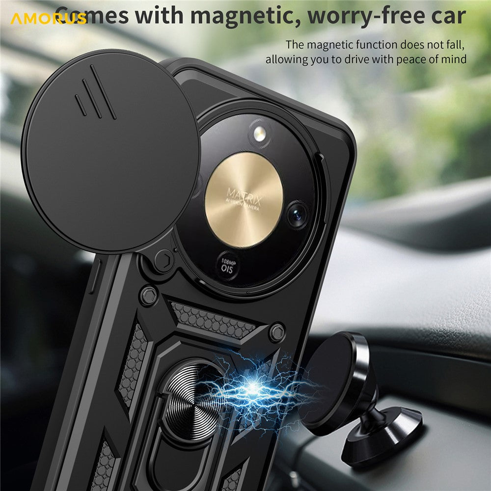 AMORUS For Honor X9d 5G  /  X70 5G Case Kickstand PC + TPU Phone Cover with Camera Lens Slider
