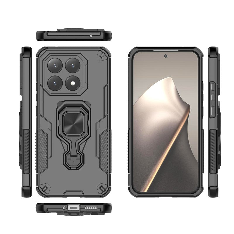 For Xiaomi 15T Phone Case WANLONFENG PC TPU Back Cover Kickstand with Tempered Glass