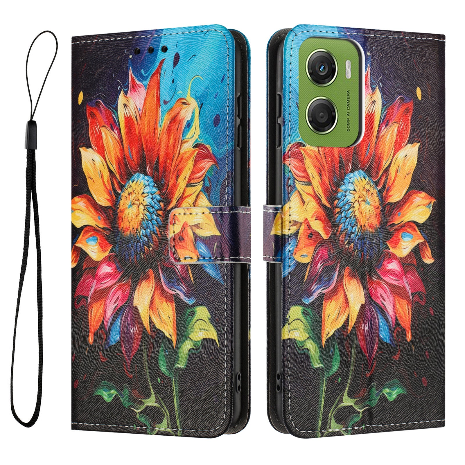 For Motorola Moto G06 Power 4G / Motorola Moto G06 4G Wallet Case Pattern Printing PU Leather Phone Cover with Lanyard