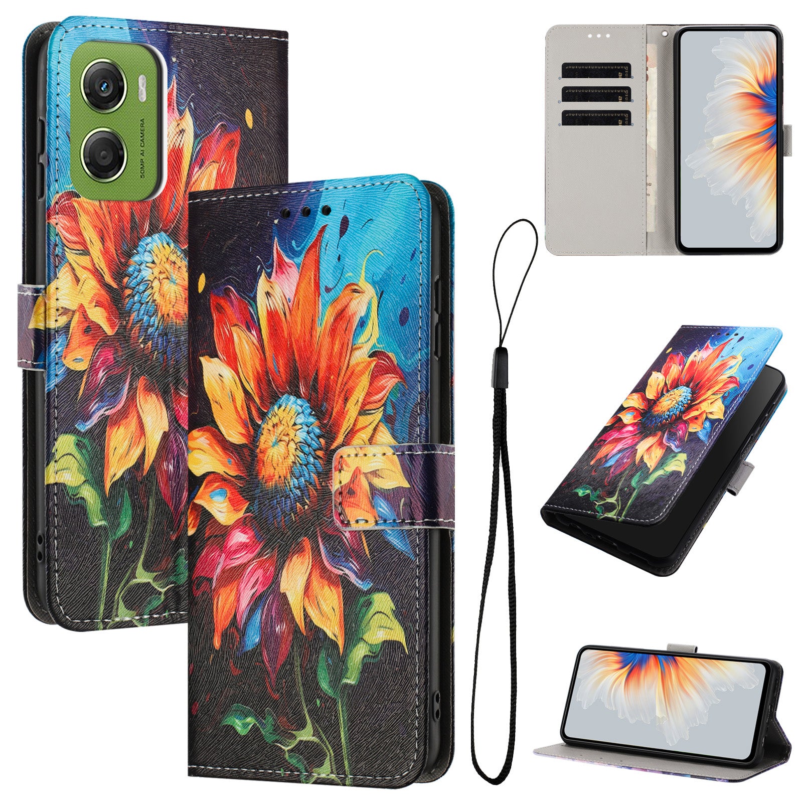 For Motorola Moto G06 Power 4G / Motorola Moto G06 4G Wallet Case Pattern Printing PU Leather Phone Cover with Lanyard