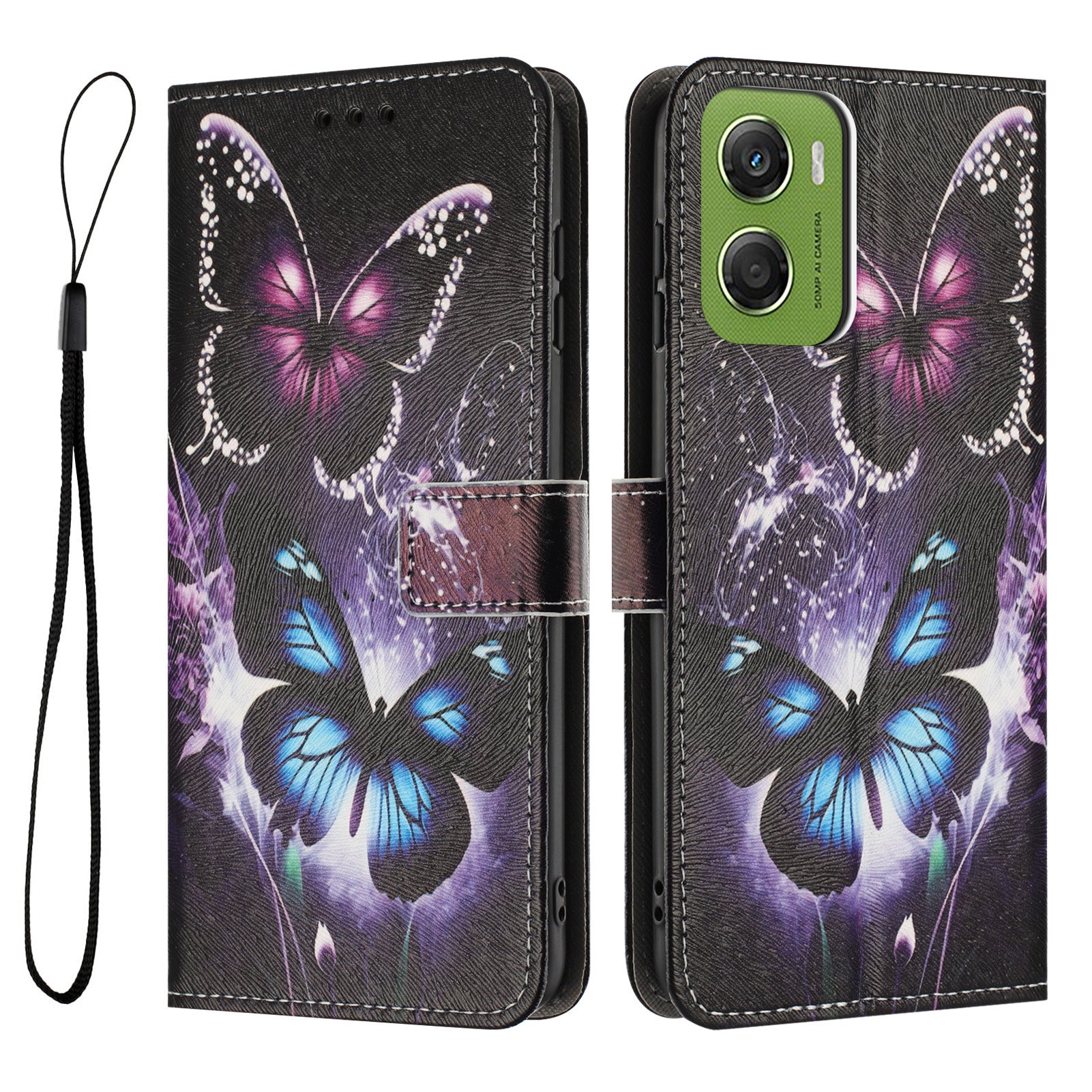For Motorola Moto G06 Power 4G / Motorola Moto G06 4G Wallet Case Pattern Printing PU Leather Phone Cover with Lanyard