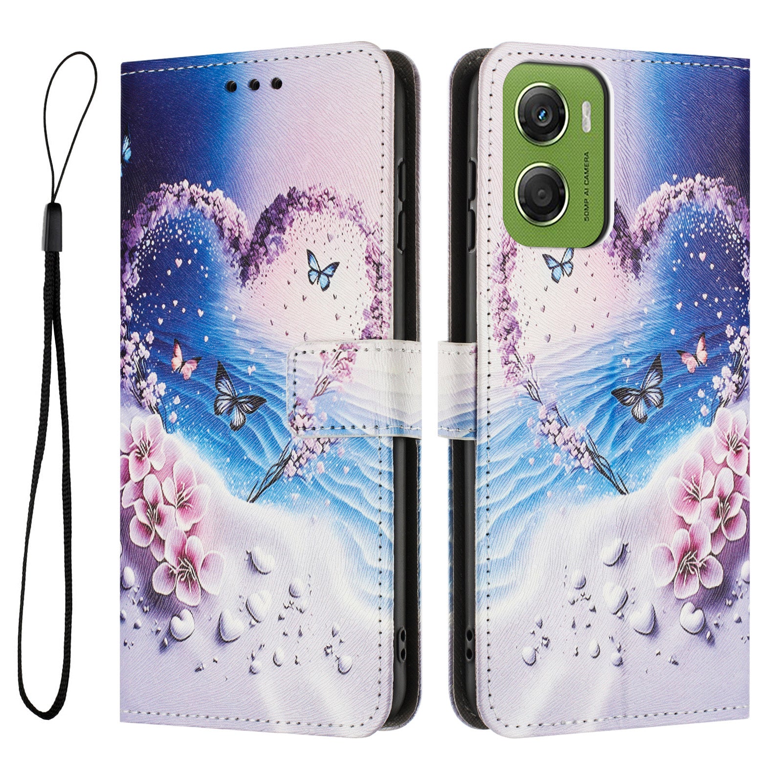 For Motorola Moto G06 Power 4G / Motorola Moto G06 4G Wallet Case Pattern Printing PU Leather Phone Cover with Lanyard