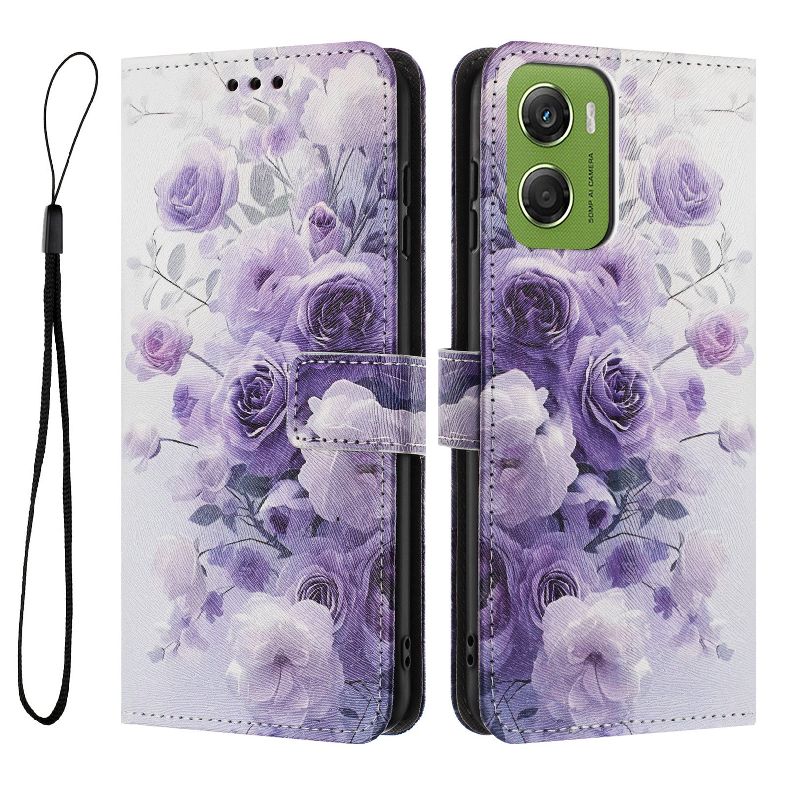 For Motorola Moto G06 Power 4G / Motorola Moto G06 4G Wallet Case Pattern Printing PU Leather Phone Cover with Lanyard