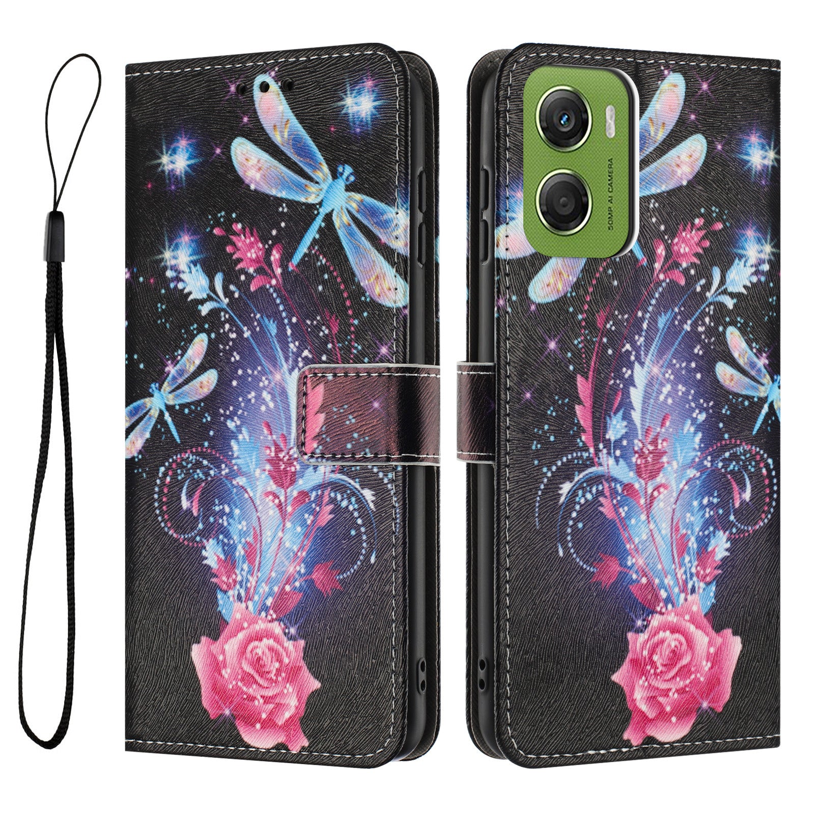 For Motorola Moto G06 Power 4G / Motorola Moto G06 4G Wallet Case Pattern Printing PU Leather Phone Cover with Lanyard