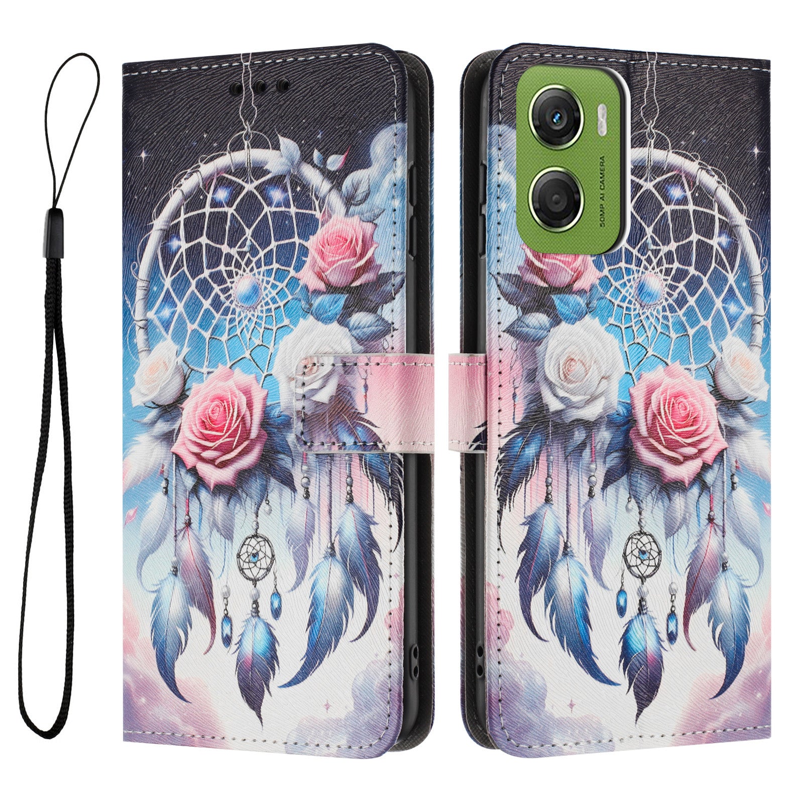 For Motorola Moto G06 Power 4G / Motorola Moto G06 4G Wallet Case Pattern Printing PU Leather Phone Cover with Lanyard