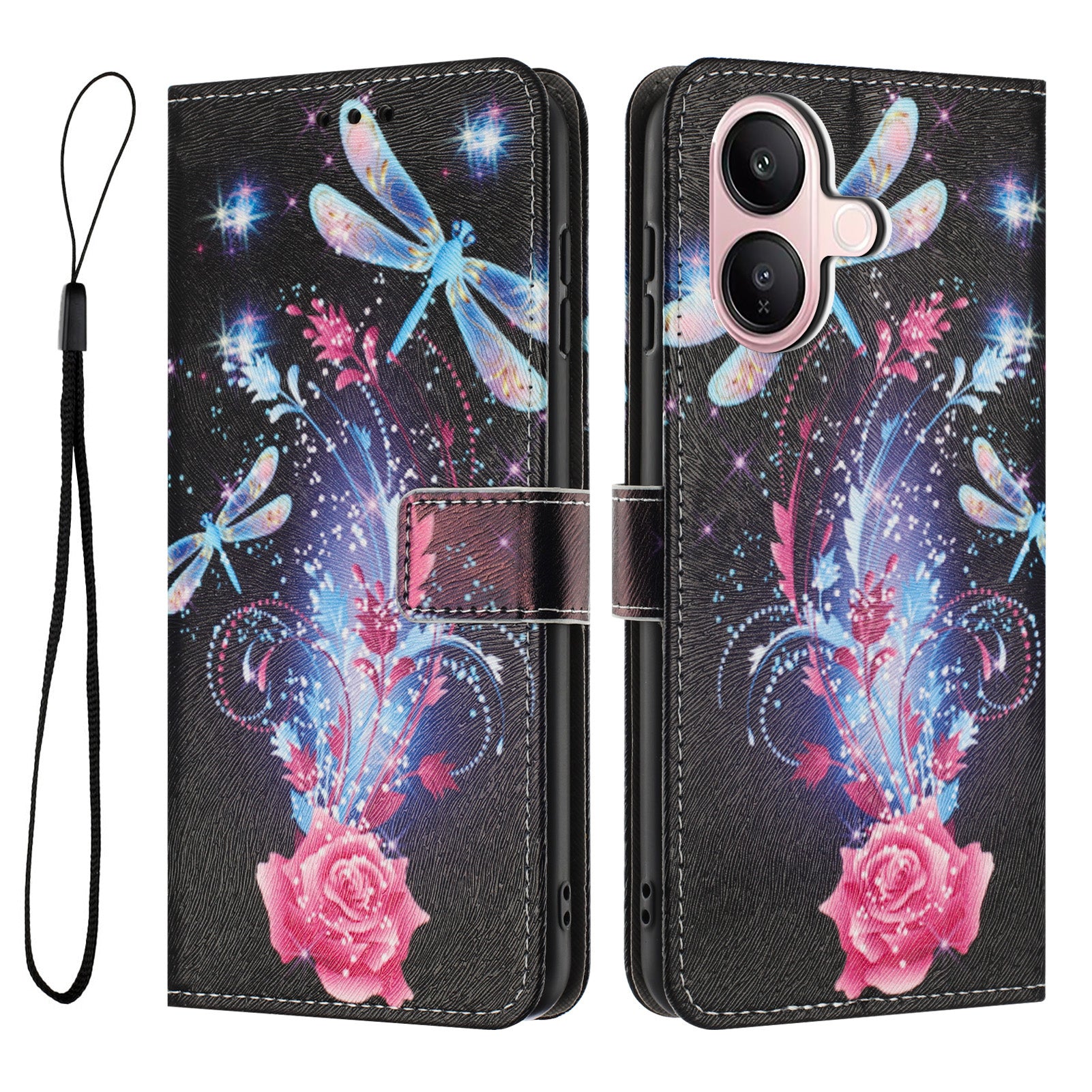 For vivo V60 Lite 4G / vivo V60 Lite 5G Wallet Case Pattern Printing PU Leather Phone Cover with Lanyard