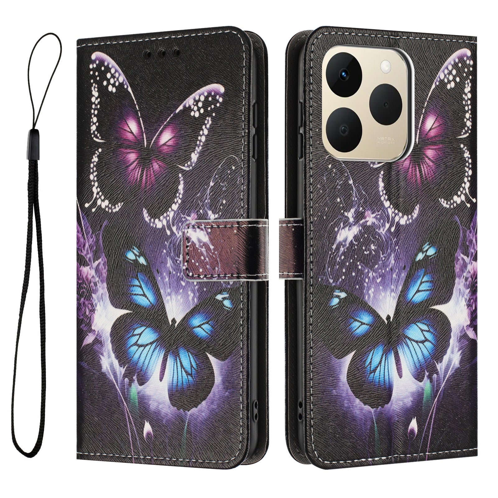 For Realme 15T 5G Wallet Case Pattern Printing PU Leather Phone Cover with Lanyard