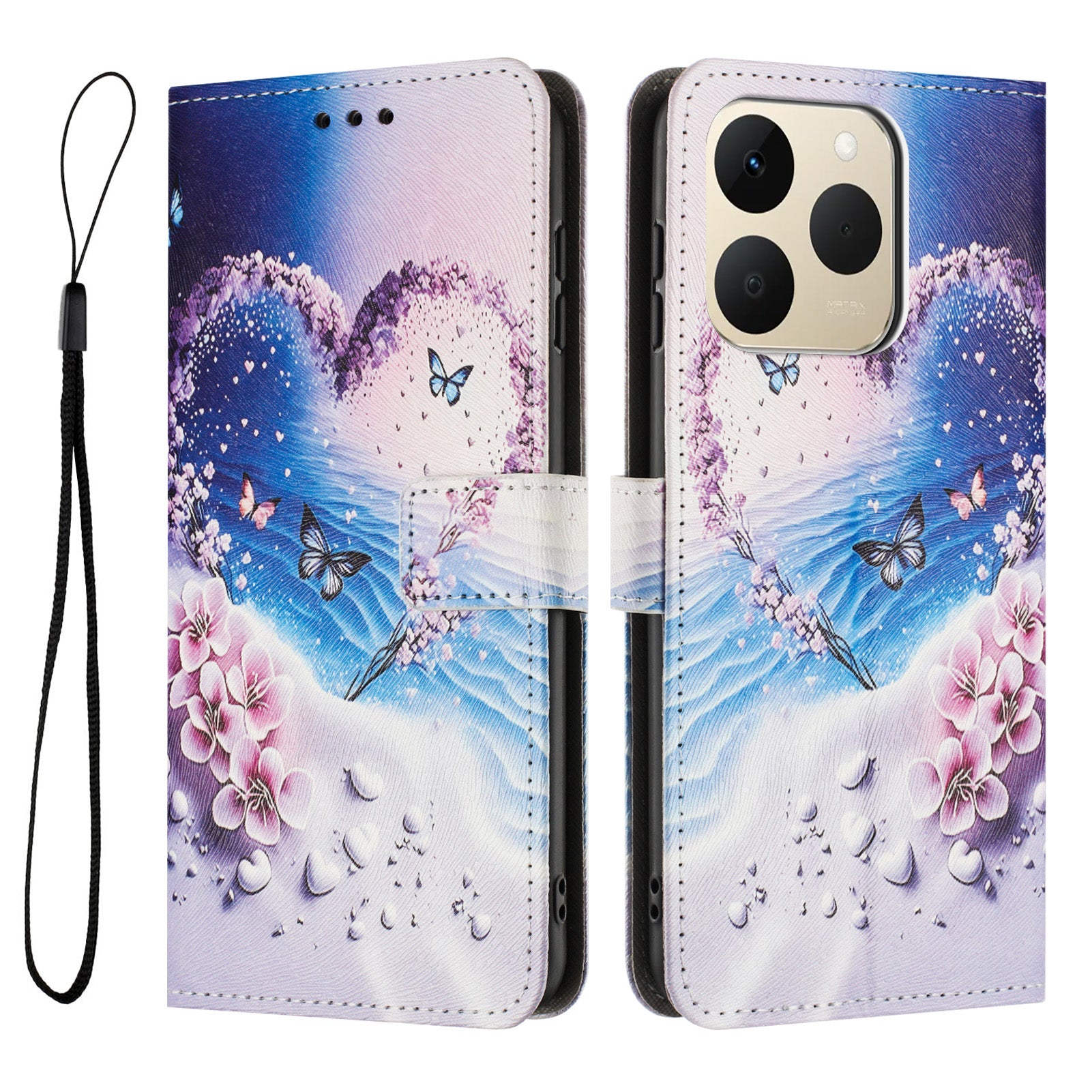 For Realme 15T 5G Wallet Case Pattern Printing PU Leather Phone Cover with Lanyard