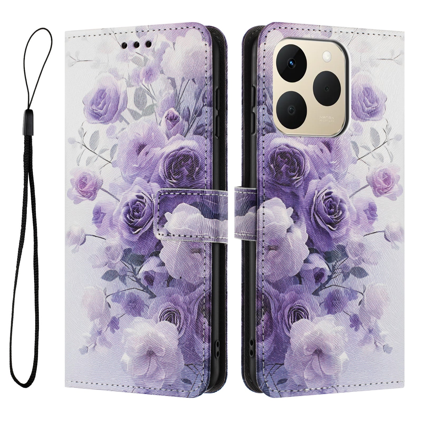 For Realme 15T 5G Wallet Case Pattern Printing PU Leather Phone Cover with Lanyard