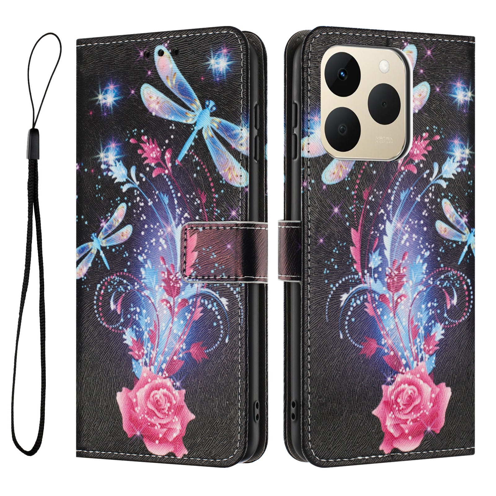 For Realme 15T 5G Wallet Case Pattern Printing PU Leather Phone Cover with Lanyard