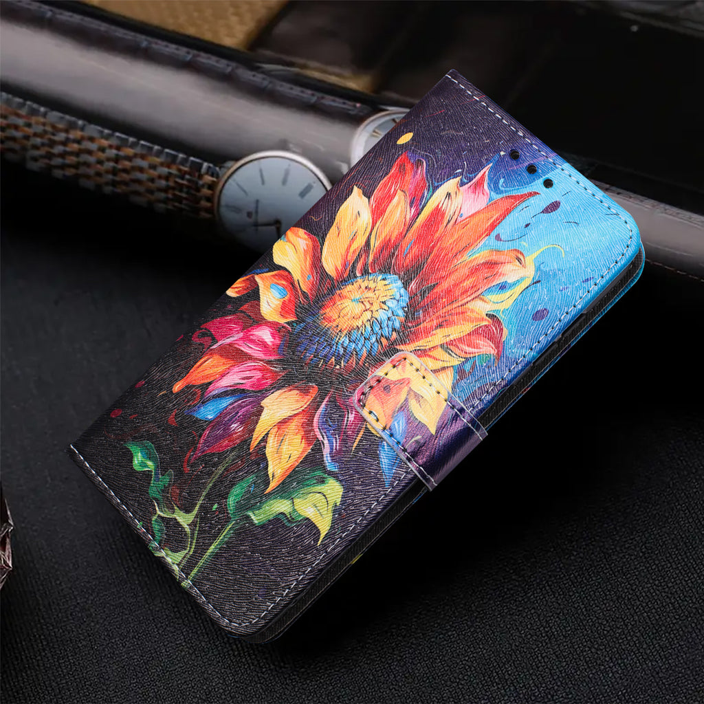 Étui portefeuille en cuir PU imprimé à motifs avec cordon pour Honor X9d 5G / Honor X70 5G