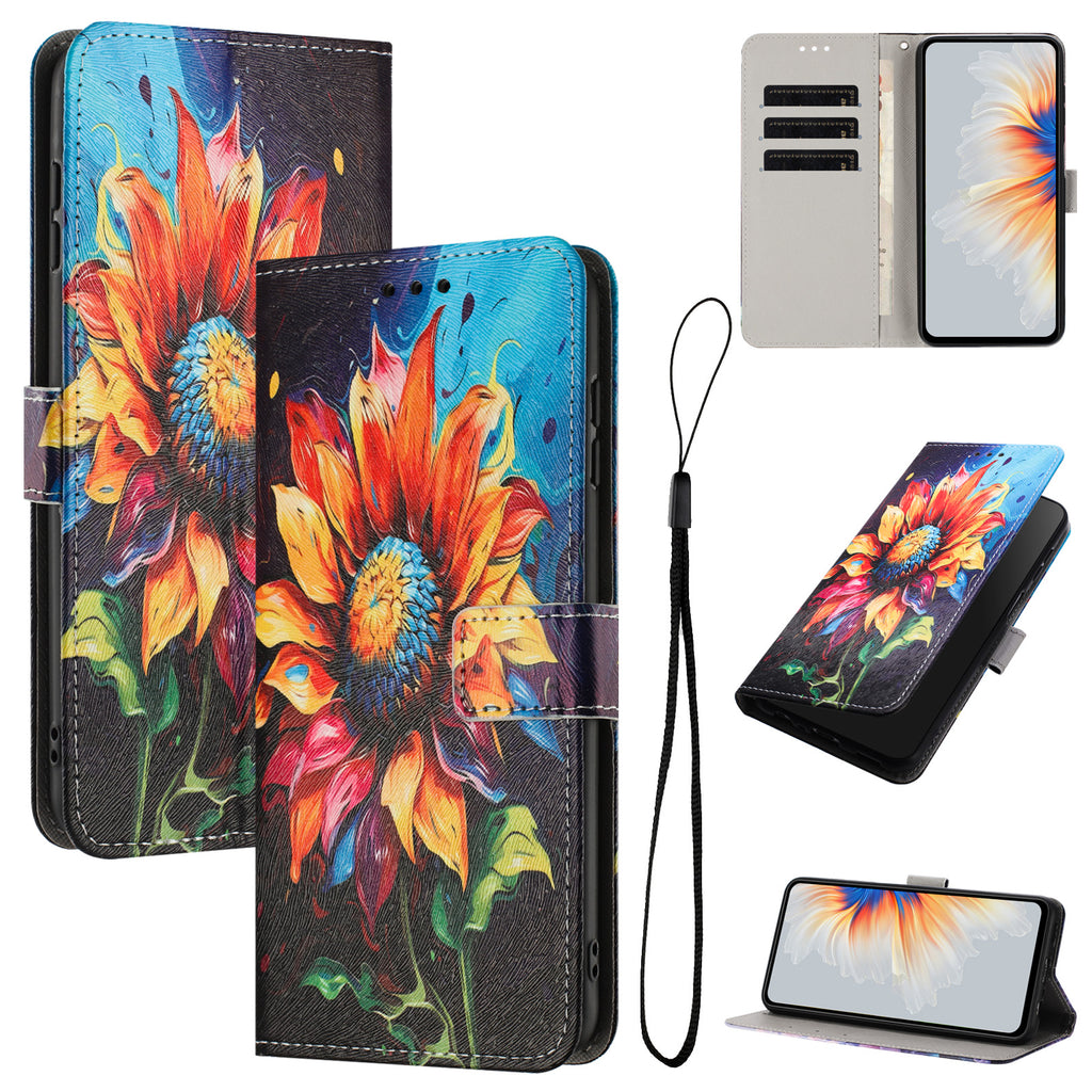For vivo Y21d / vivo Y31 5G Wallet Case Pattern Printing PU Leather Phone Cover with Lanyard
