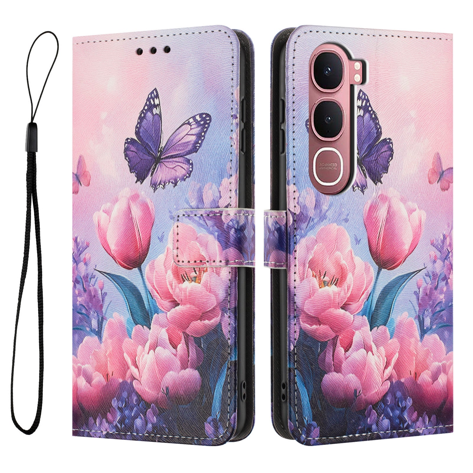For vivo Y21d / vivo Y31 5G Wallet Case Pattern Printing PU Leather Phone Cover with Lanyard