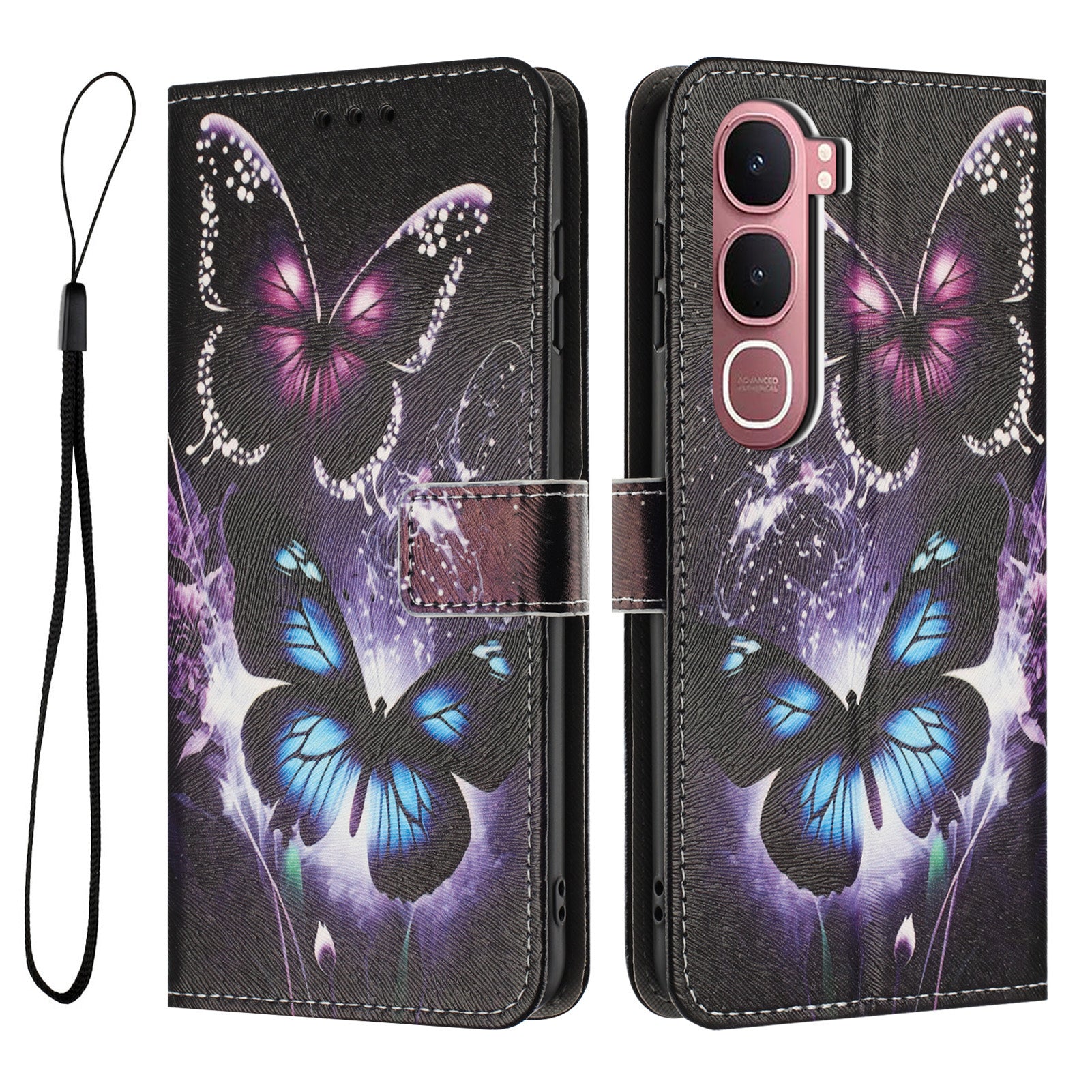 For vivo Y21d / vivo Y31 5G Wallet Case Pattern Printing PU Leather Phone Cover with Lanyard