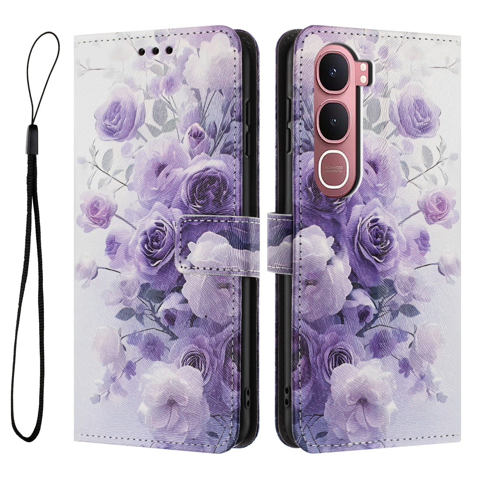 For vivo Y21d / vivo Y31 5G Wallet Case Pattern Printing PU Leather Phone Cover with Lanyard