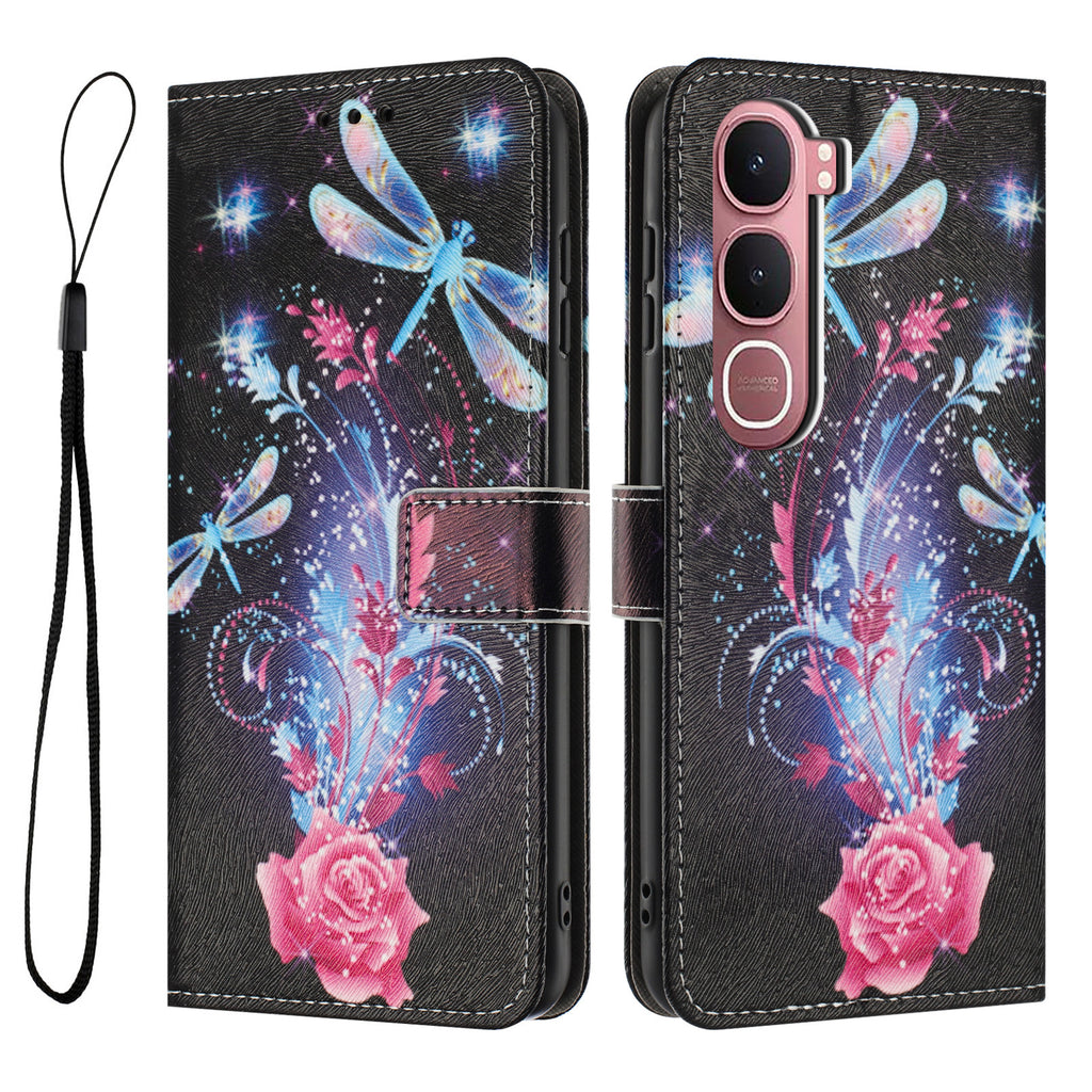 For vivo Y21d / vivo Y31 5G Wallet Case Pattern Printing PU Leather Phone Cover with Lanyard