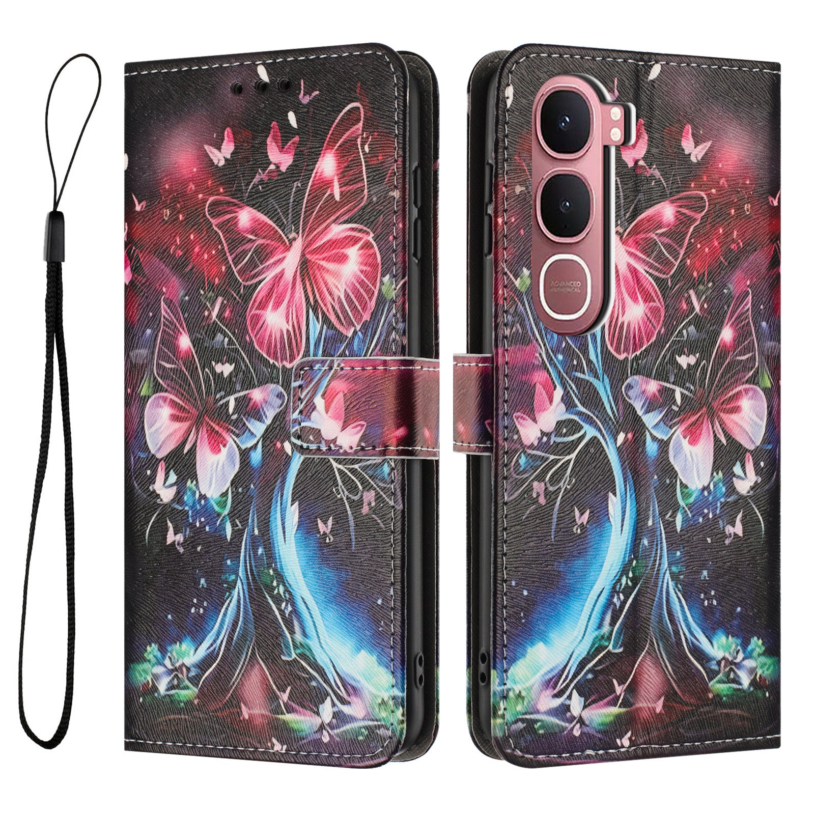 For vivo Y21d / vivo Y31 5G Wallet Case Pattern Printing PU Leather Phone Cover with Lanyard