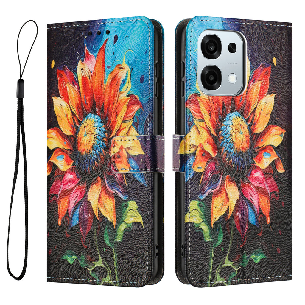 For Oppo F31 5G / Oppo A6 Pro 5G / Oppo A6 Pro 4G Wallet Case Pattern Printing PU Leather Phone Cover with Lanyard