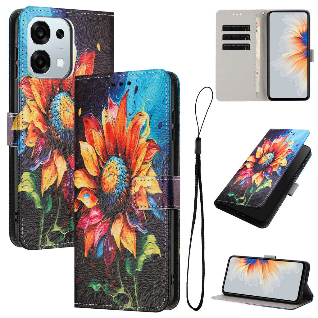 For Oppo F31 5G / Oppo A6 Pro 5G / Oppo A6 Pro 4G Wallet Case Pattern Printing PU Leather Phone Cover with Lanyard