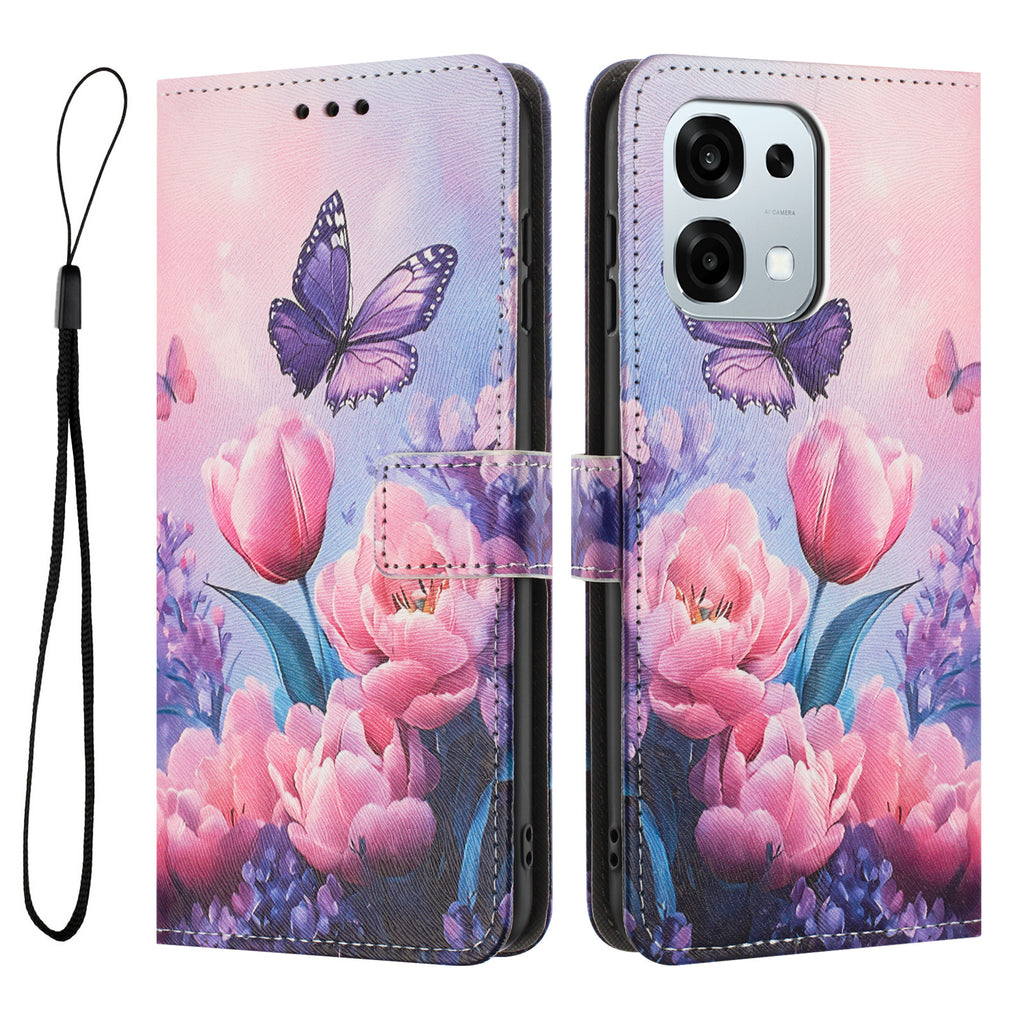 For Oppo F31 5G / Oppo A6 Pro 5G / Oppo A6 Pro 4G Wallet Case Pattern Printing PU Leather Phone Cover with Lanyard