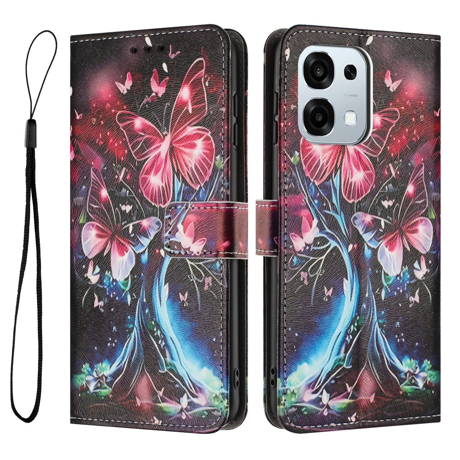For Oppo F31 5G / Oppo A6 Pro 5G / Oppo A6 Pro 4G Wallet Case Pattern Printing PU Leather Phone Cover with Lanyard