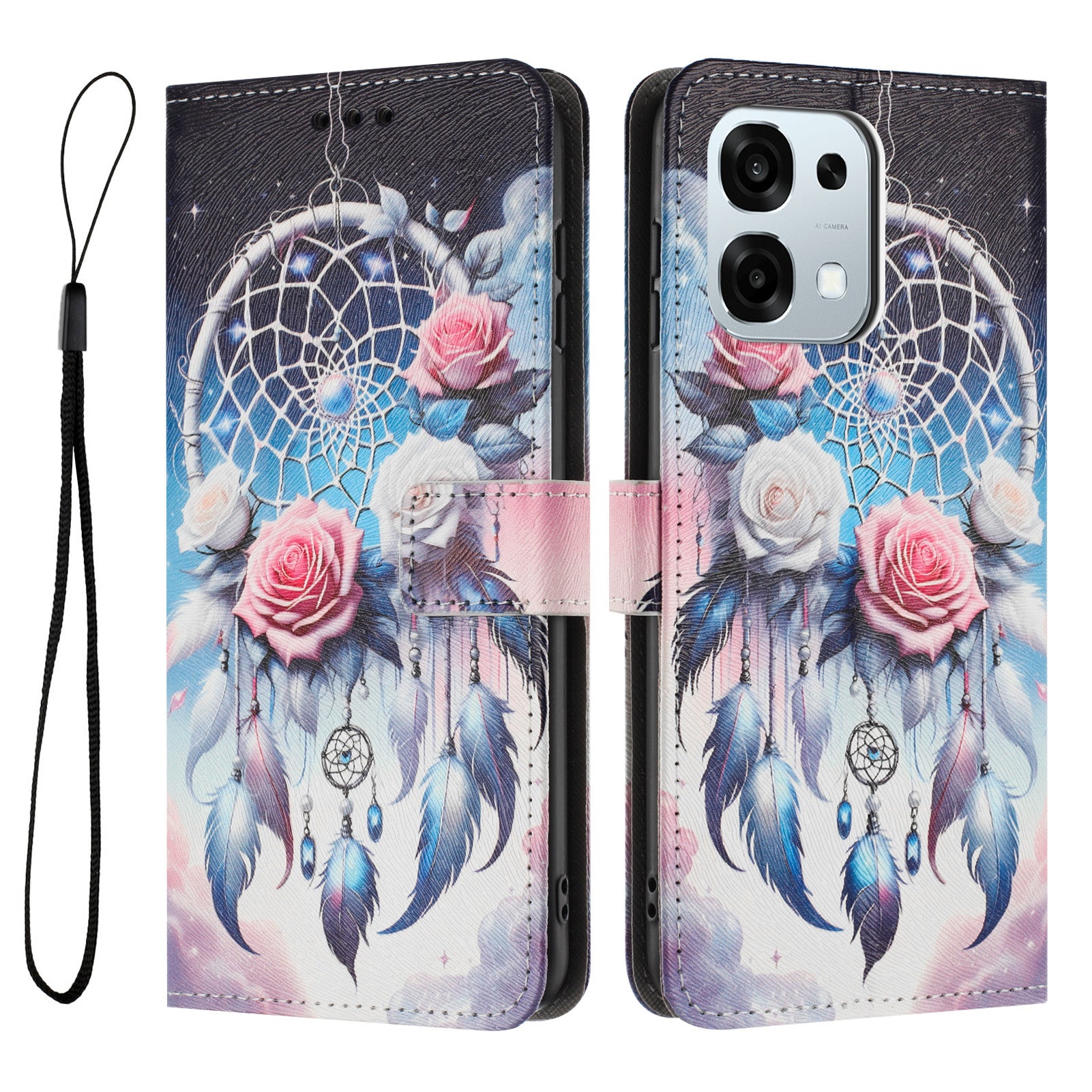 For Oppo F31 5G / Oppo A6 Pro 5G / Oppo A6 Pro 4G Wallet Case Pattern Printing PU Leather Phone Cover with Lanyard