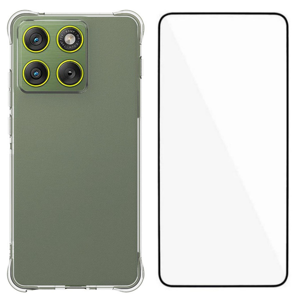 For Motorola Edge 70 5G Case WANLONFENG WL Series 2.0mm Clear TPU Cover with Tempered Glass (Big Lens Hole)