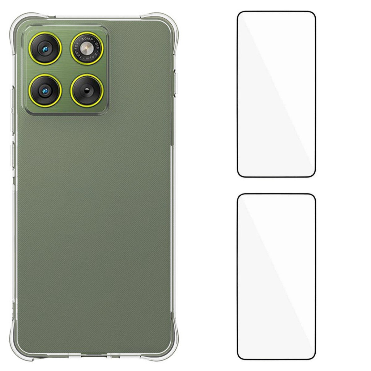 For Motorola Edge 70 5G 2.0mm TPU Phone Cover WANLONFENG WL2 Series Case with 2Pcs Tempered Glass (Big Lens Hole)