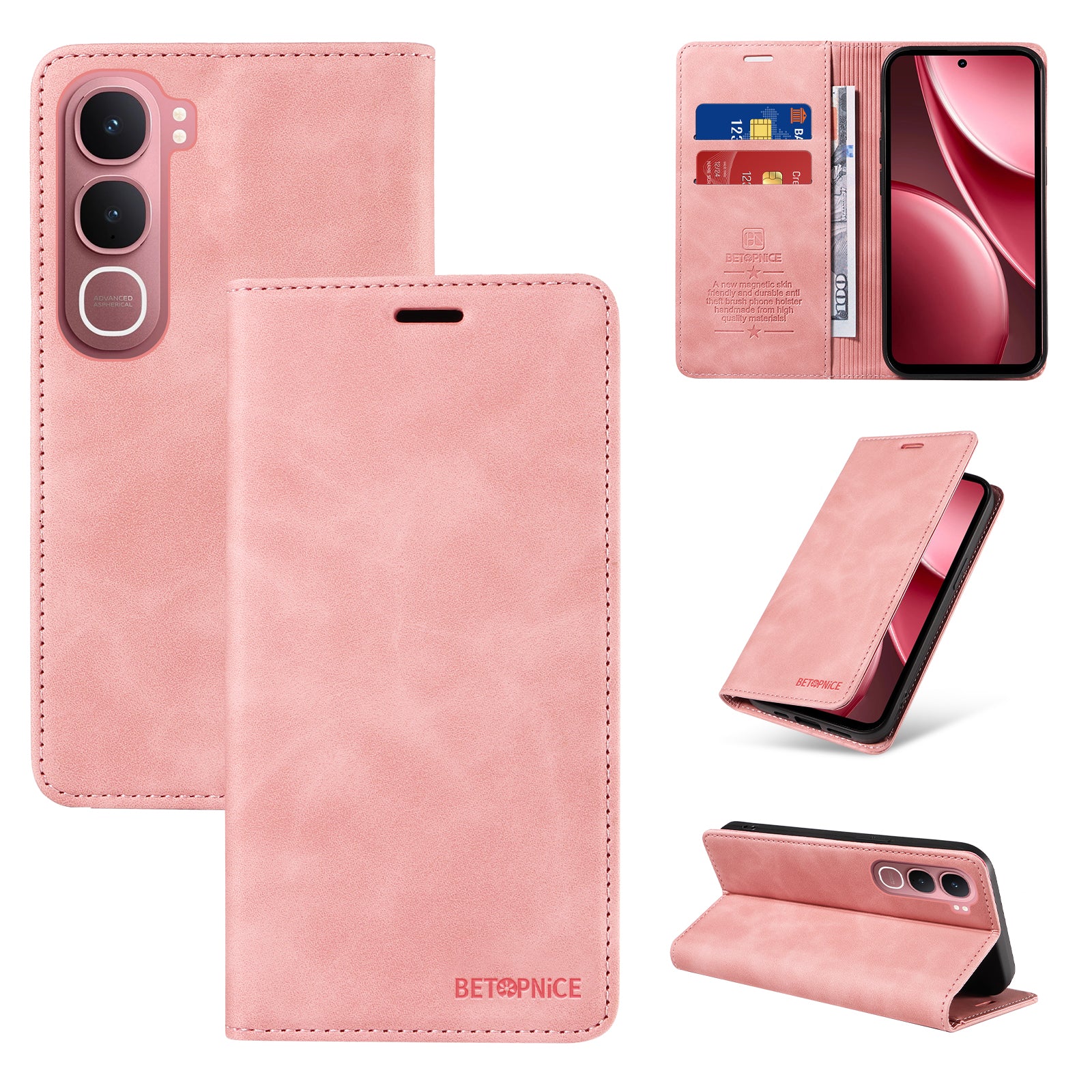 For vivo Y21d Case BETOPNICE Magnetic Closure RFID Blocking Wallet Stand Leather Phone Cover