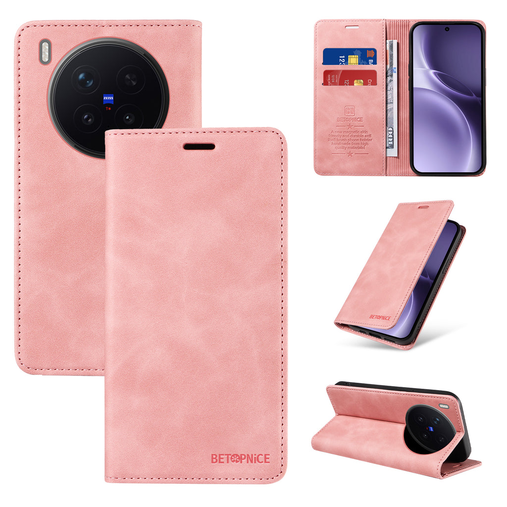 For vivo X300 Pro 5G Case BETOPNICE Magnetic Closure RFID Blocking Wallet Stand Leather Phone Cover