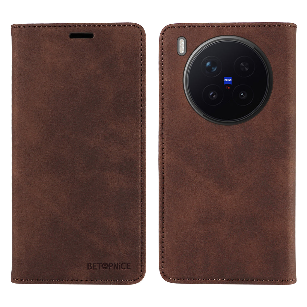 Funda BETOPNICE para vivo X300 Pro 5G con cierre magnético, bloqueo RFID, tipo cartera, con soporte y cubierta de cuero.