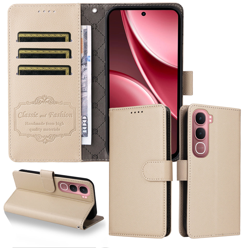 For vivo Y21d / vivo Y31 5G Case RFID Blocking 3 Card Slots PU Leather Phone Cover with Wrist Strap