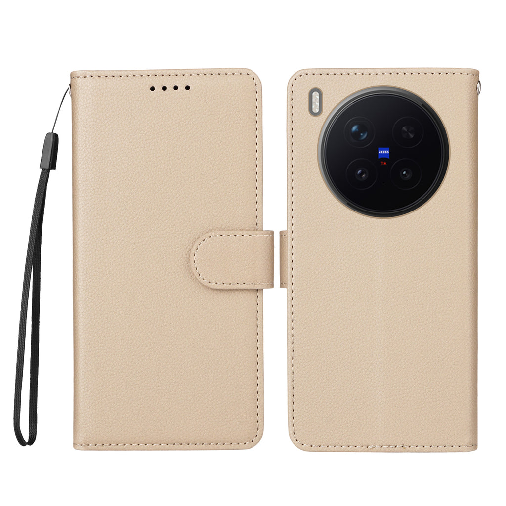For vivo X300 Pro 5G Case RFID Blocking 3 Card Slots PU Leather Phone Cover with Wrist Strap