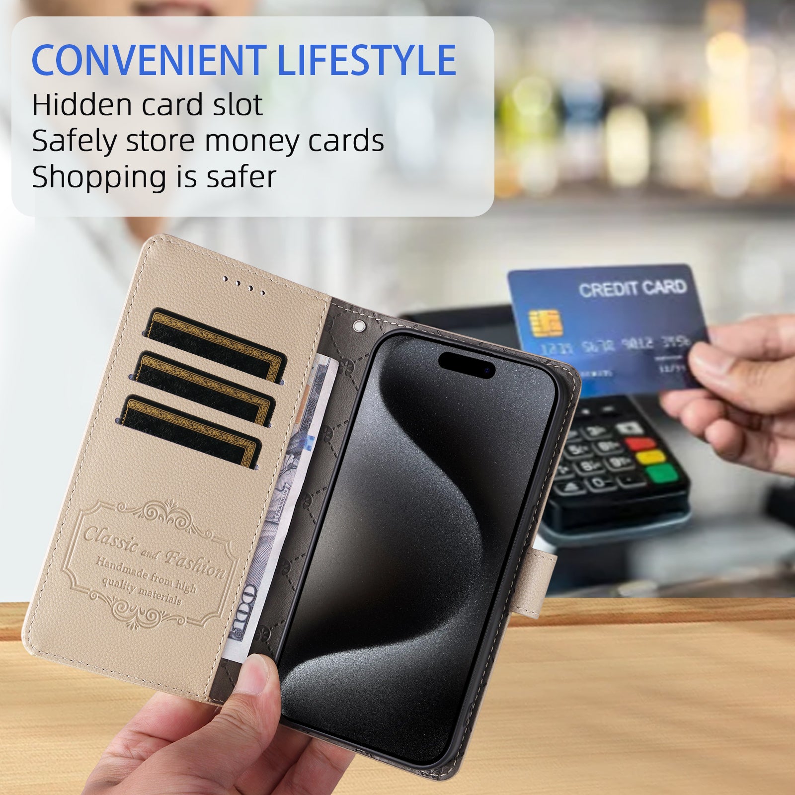 For vivo X300 Pro 5G Case RFID Blocking 3 Card Slots PU Leather Phone Cover with Wrist Strap